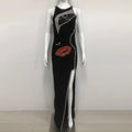 Women Sleeveless Sexy Shinning Rhinestones Bodycon Long Bandage Dress Celebrate Evening Party Birthday Fashion Wear