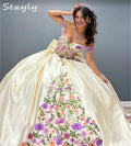 Mexican Charro Quinceanera Dress 2025 Beige Princess Embroidery Vestido De 15 Años Debutante Photograph Birthday Party Birthday