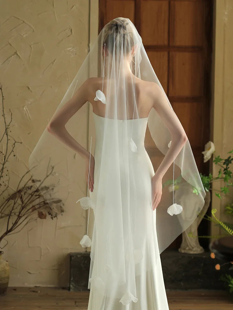 White Bridal Veil Flower Lace Wedding Veils For Brides Evening Dinner Party Dress Women Girl Gifts Hair Accessories Jewelry