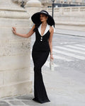 New Fashion Women Sexy Off the Shoulder Halter V-Neck Bodycon Long Bandage Dress Elegant Evening Party Cocktail Outfit
