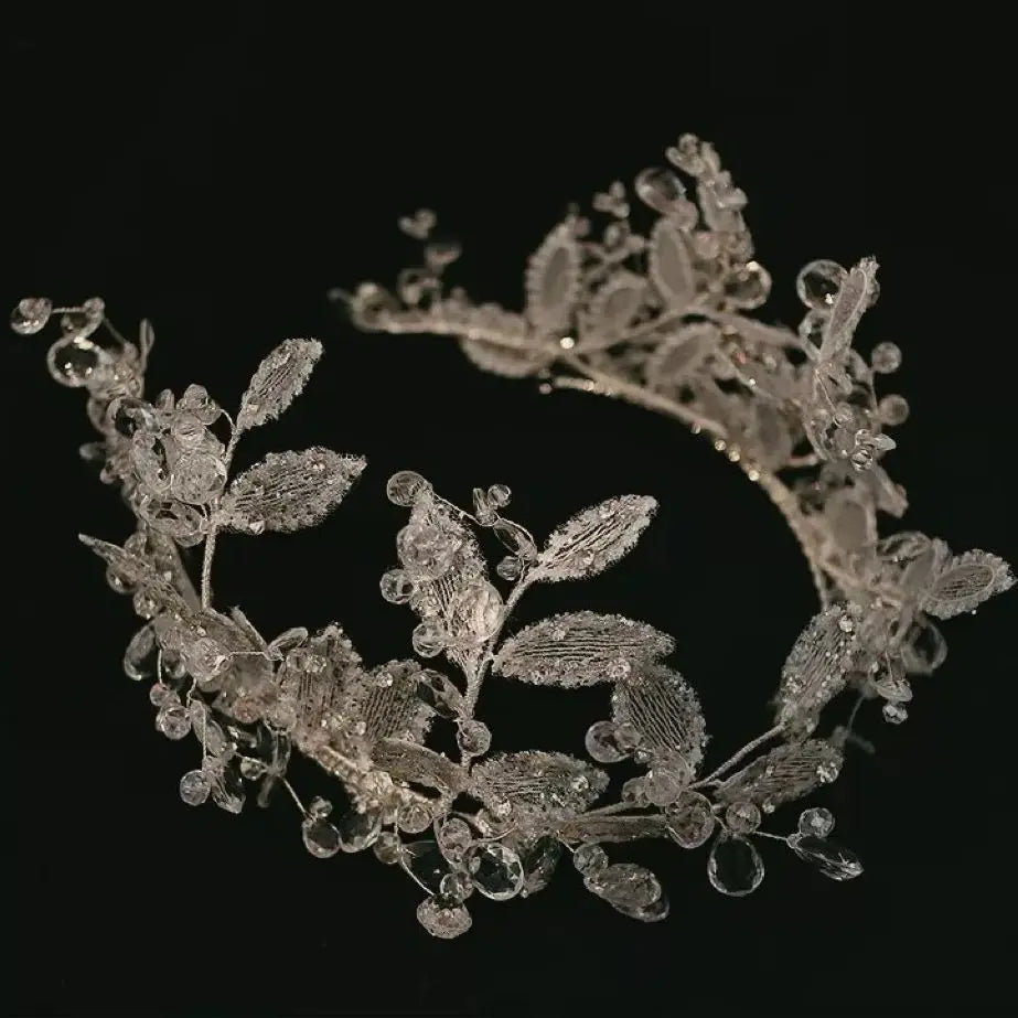Leaf Headband Hairband Lace Headwear Headpiece For Bride Women Tiara Crown Headdress Wedding Accessories Bridal Hair Jewelry b