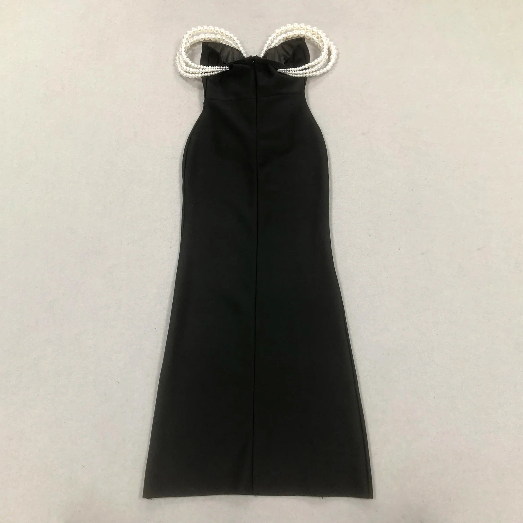 Arrival Women Sexy Strapless Big Pearl Beading Bodycon Long Bandage Dress Celebrate Evening Party Red Carpet Fashion Outfit