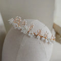 Gold Color Headband Freshwater Pearl Headpiece For Brides Porcelain Flower Hairband Wedding Accessories Bridal Hair Jewelry