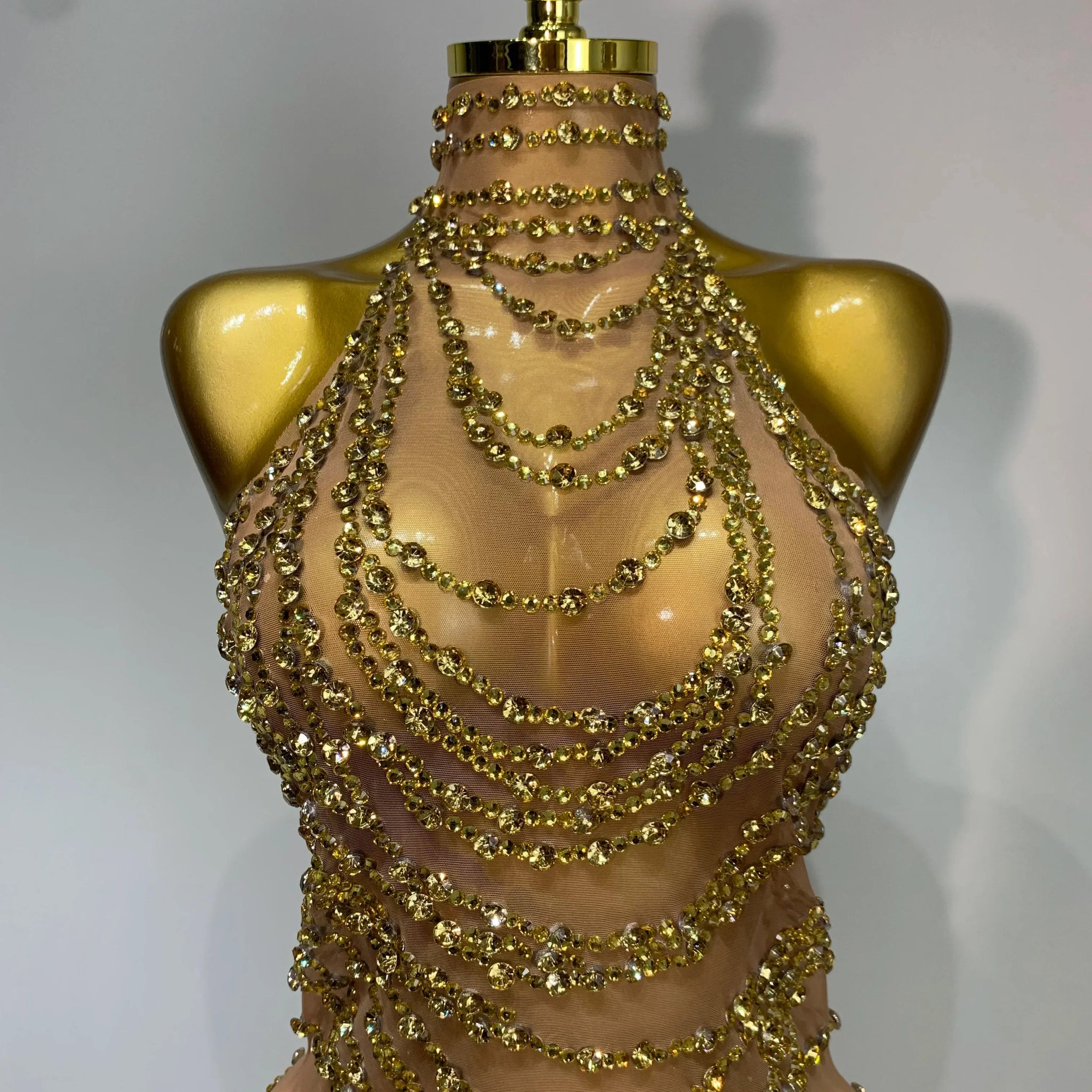 Sparkly Rhinestone Sexy Transparent Mesh Long Dress Women Luxury Birthday Club Party Gown Stage Singer Performance Costume