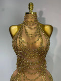 Sparkly Rhinestone Sexy Transparent Mesh Long Dress Women Luxury Birthday Club Party Gown Stage Singer Performance Costume