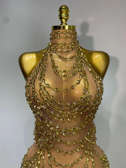 Sparkly Rhinestone Sexy Transparent Mesh Long Dress Women Luxury Birthday Club Party Gown Stage Singer Performance Costume