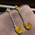Luxury AAA Yellow Zircon Bridal Earrings CZ Cubic Zirconia Wedding Earring For Bride Women Accessories Jewelry Birthday Gift