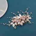 Wedding Accessories Flower Hair Comb Pin Clip Rhinestones Crystal Head Pieces Bride Women Gold Color Leaf Hairpin Bridal Jewelry