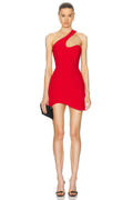 Red Color Women Sexy One Shoulder Bodycon Bandage Mini Dress Celebrate Nightclub Party Evening Fashion Dress Wholesale Red