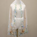 1 Tier Embroidered Floral Leaf Lace Wedding Veil Fingertip Length Wildflower Veil with Metal Comp