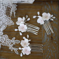 Pink Porcelain Flower Hair Comb Pin Clip Floral Head Piece For Brides Bridesmaids Hairpins Wedding Accessories Bridal Jewelry 1