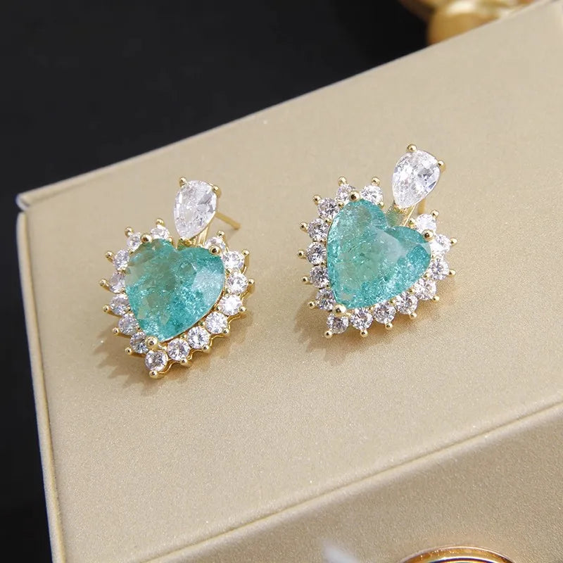 Luxury Green AAA Zircon Bridal Earrings CZ Cubic Zirconia Wedding Earring For Brides Accessories Women Gift Dinner Party Jewelry