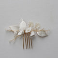Porcelain Flower Head Piece Leaf Hair Comb Clip Pin For Bride Bridesmaids Women Hairpins Bridal Jewelry Wedding Accessories gold color