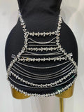 Sparkly Rhinestones Chain Bodycon Strapless Mini Bandage Dress Women Backless Luxury Birthday Evening Party Club Dresses