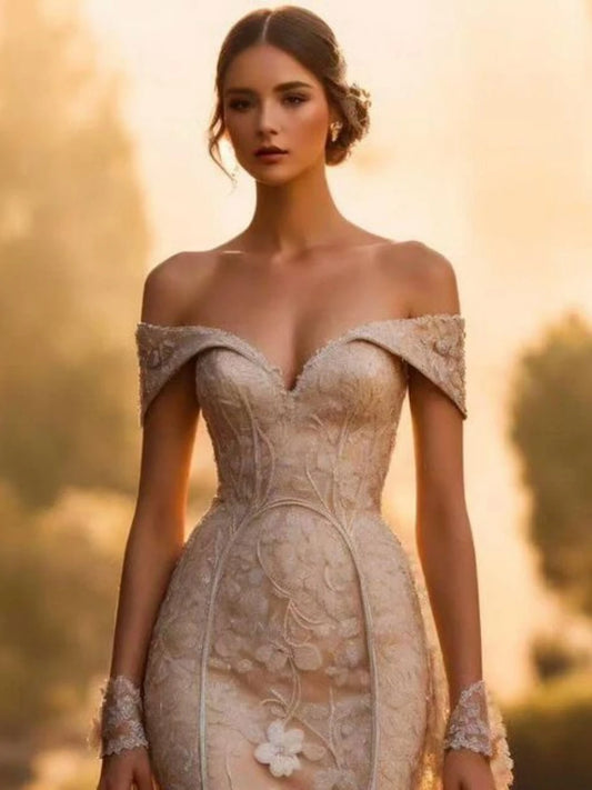 Romantic Sweetheart Neck Wedding Dresses Appliques Lace Dress For Bride Luxury Mermaid Bridal Gown Vestido De Novia