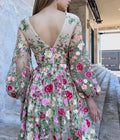 Princes Wildflower Reverie Gown Sweet 3D Flower Prom Dress Fairy A-line Puffy Sleeve Party Dress فساتين مناسبة رسمية