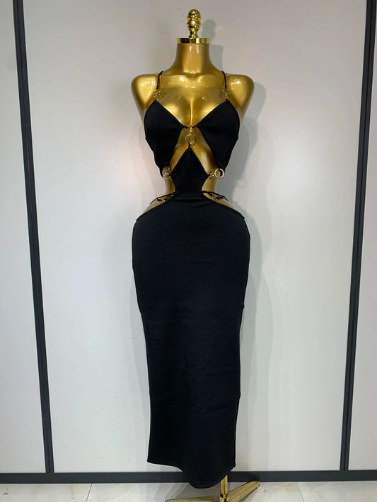 Women Sleeveless Sexy Spaghetti Strap Hollow Out Bodycon Long Bandage Dress Celebate Elegant Luxury Birthday Club Dresses black