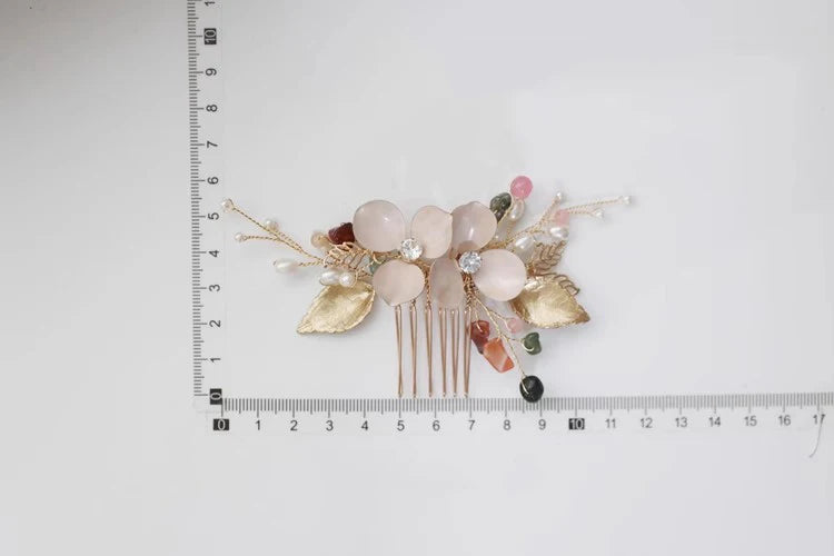 Wedding Accessories Flower Leaf Hair Comb Clip Pin Pearl Crystal Hairpin For Brides Women Gold Color Head Piece Bridal Jewelry