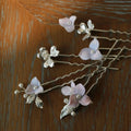 Porcelain Flower Hair Pin Clip Silver Color Head Piece For Bride Bridesmaids Women Hairpins Wedding Accessories Bridal Jewelry a