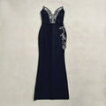 Top Quality Women Shinning Crystal Strapless Off the Shoulder Bodycon Long Bandage Dress Elegant Evening Party Birthday Outfit