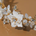 Flower Headband For Women Elegant Pearl Bridal Tiara Hair Hoops For Wedding Hair Accessories Party Bride Hair Jewelry Headdress