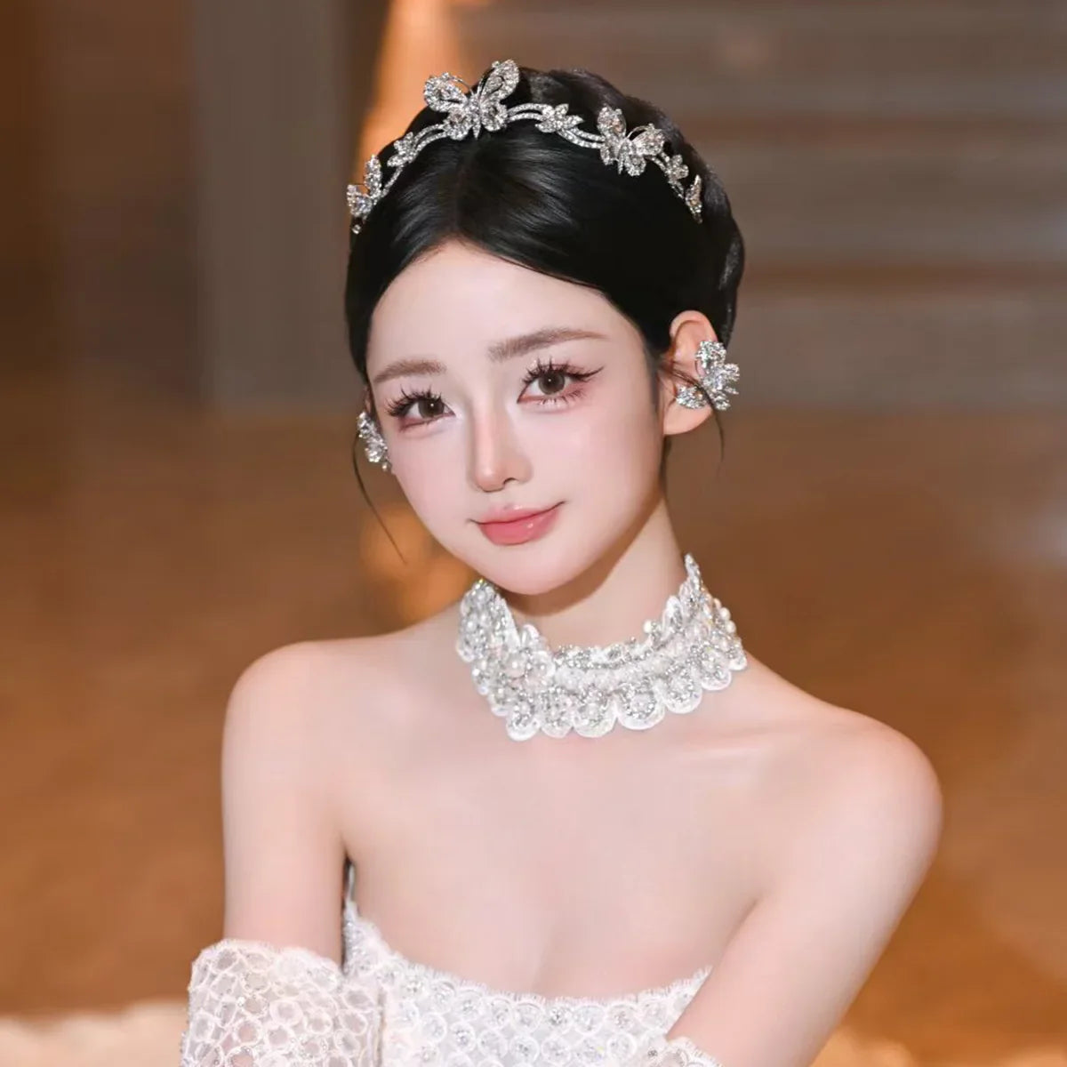 Crystal Rhinestones Headband Hairband Butterfly Headpiece For Bride Tiara Crown Headwear Bridal Jewelry Wedding Hair Accessories
