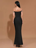 Elegant Women's Spaghetti Strap Nail Diamond Design Bandage Dress Bodycon Backless Long Dress Fashion Dinner Party Vestidos