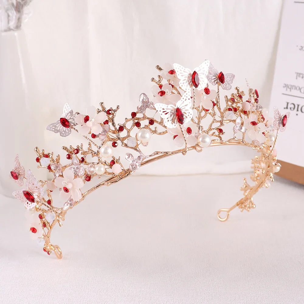 Wedding Crowns For Bride Crystal Flower Fairy Bridal Tiara Crown For Women Girlfriend Diadem Party Bride Hair Jewelry Headdress