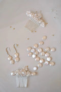 Pearls Hair Comb Pin Clip Silver Color Head Piece For Bride Bridesmaids Women Hairpin Earring Bridal Jewelry Wedding Accessories