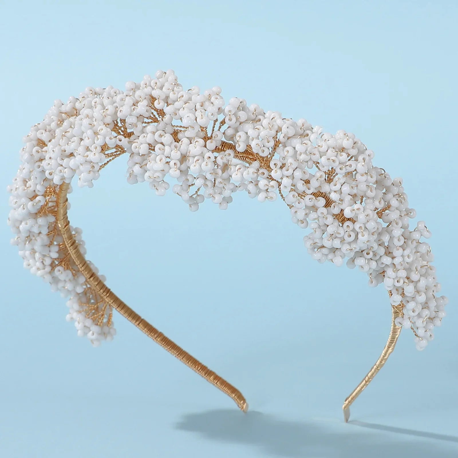 Gold Color Headband Hairband Handmade Headpiece For Bride Women Headwear Headdress Bridal Hair Jewelry Wedding Accessories