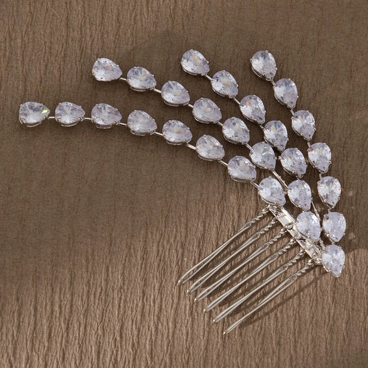 Wedding Accessories Silver Color Hair Comb Pin Clip Zirconia Crystal Hairpin For Brides Bridesmaids Head Pieces Bridal Jewelry