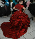Customized Red Quinceanera Dresses With Jacket Tiered Ruffles Appliques Sweet 16 Birthday Dress Elegant Vestidos De Xv Mariage