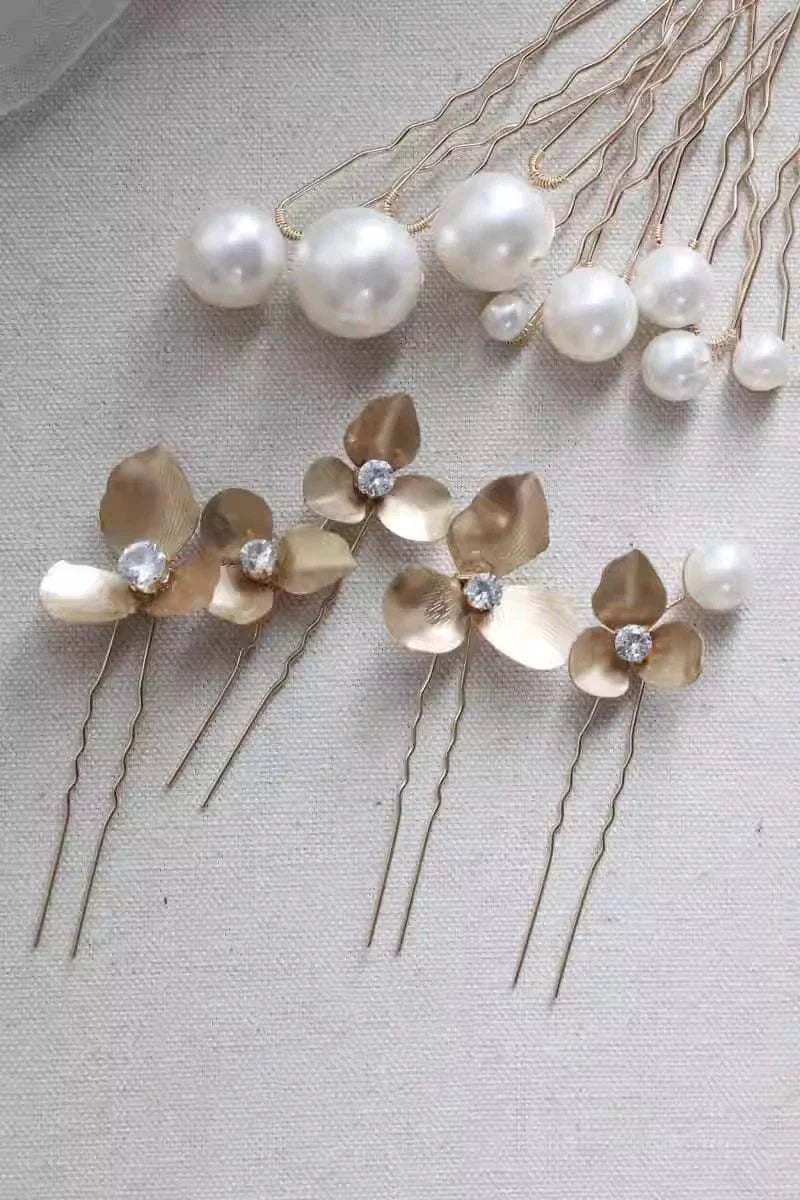 Wedding Accessories Flower Head Pieces Vintage Gold Silver Color Hair Pins Clips For Brides Bridesmaids Hairpins Bridal Jewelry