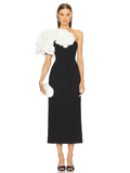 Elegant Evening Long Bandage Dress Fashion Splicing Ruffle Flowers Club Party Gowns Lady Sexy Diagonal Collar Dress