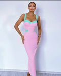 Arrival Pink Color Sleeveless Spaghetti Strap Long Bandage Dress Graceful Woman Evening Party Dress Dinner Party Vestido