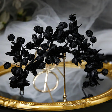 Pearl Floral Fairy Shape Wedding Bride Hair Crown Tiara Headband Headdress black