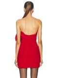 2024 Sexy Women 3D Flower Design Christmas Dress Strapless Sleeveless Bodycon Bareback Mini Dress Cocktail Evening Party Vestido