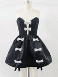 Spring Women's White Puff Dress Strapless Sleeveless Three Dimensional Bow Design A-line Mini Dress Evening Party Vestidos