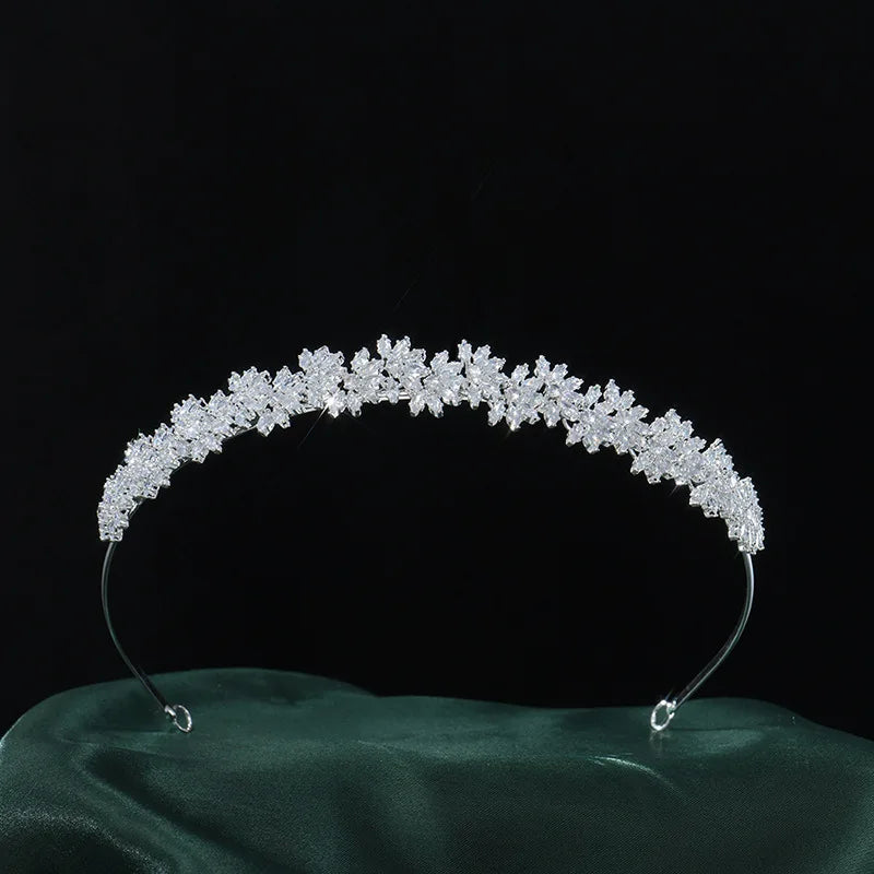 Zirconia Tiara Crown Gold Silver Color Headbands Brides Birthday Gift Zircon Headpieces Wedding Hair Accessories Bridal Jewelry silver color a
