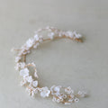 Porcelain Flower Headband Hairband Gold Color Headpiece For Brides Women Girl Headdress Bridal Jewelry Wedding Hair Accessories