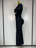 Women Sexy Cut Out Short Sleeve Bodycon Long Dress Party Evening Celebrate Birthday Black Bandage Knitted Club Prom Gown