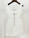 2024 Elegant Women's Button Design Dress Camisole Sleeveless Slimming Mini Dress Celebrity Cocktail Evening Party Vestidos