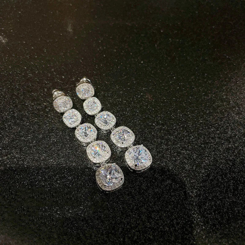 High Quality AAA Zircon Bridal Earrings CZ Zirconia Wedding Earring For Brides Accessories Women Evening Party Dress Jewelry