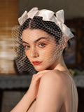 White Hairband Headband Face Veil Headpiece Headdress Bride Women Party Dinner Headwear Bridal Jewelry Wedding Hair Accessories