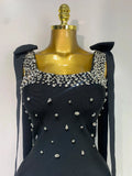 Women Celebrity Sexy Sparly Diamonds Black Mini Bodycon Bandage Dress Elegant Evening Party Luxury Birthday Dresses
