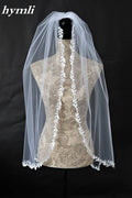 Leaf Lace Wedding veil Fingertip Length Bridal Veil in White , Ivory Ivory