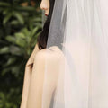 2 Layer Cut Edge Wedding Veil with Metal Comb in White ,Light Ivory
