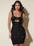 Spring Women Mini Bandage Dress Sexy Camisole Sleeveless Light Luxury Nail Bead Design Bodycon Dress Evening Party Vestidos black