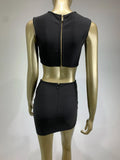 Women Summer Celebrity Sexy Crytal Black Mini Bandage Skirt Suit Knitted Elegant Evening Club Party Two Pieces Set