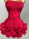 Sexy Evening Bandage Dress Strapless Bodycon Flowers Mini Celebrity Women Birthday Party Dress Photo Shoot Nightclub Outfit